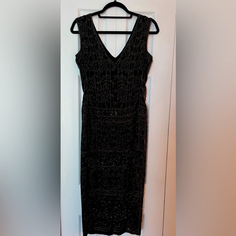 Sequined cocktail dress, excellent condition, olive green